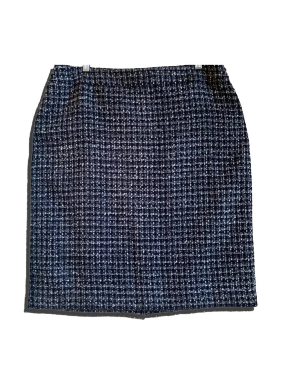 KASPER Vintage 90s Black & White Boucle Tweed A-Line Pencil Skirt Sz 16